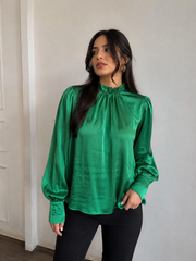 Emerald Satin Blouse