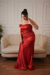 Off-Shoulder Satin Dress