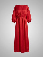 Gathered Satin Maxi Dress