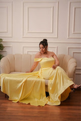 Off-Shoulder Satin Dress