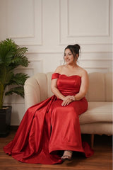 Off-Shoulder Satin Dress