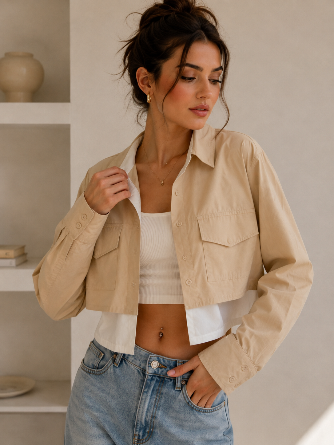 Layered Crop Shirt