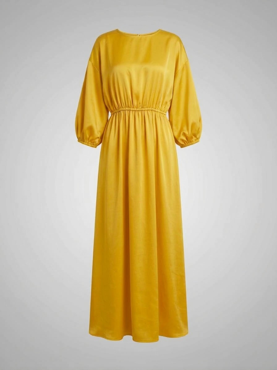 Gathered Satin Maxi Dress